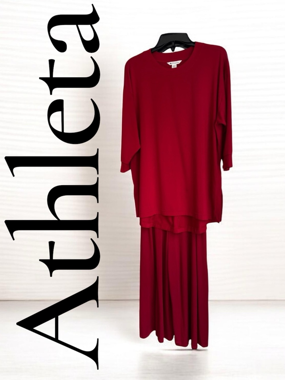 ATHLETA Deep Red Two-Piece Jumper Sz S & Oversized Top Sz M